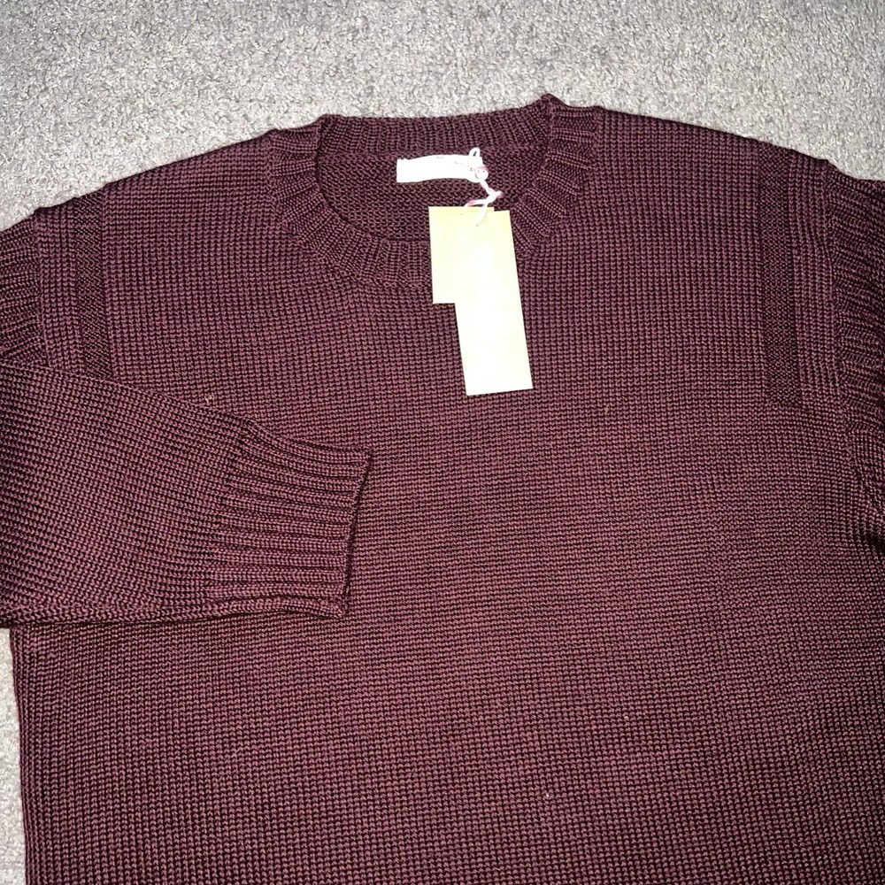 WoolOvers Guernsey Jumper Mens Medium Plum Pure British Wool Fisherman Sweater